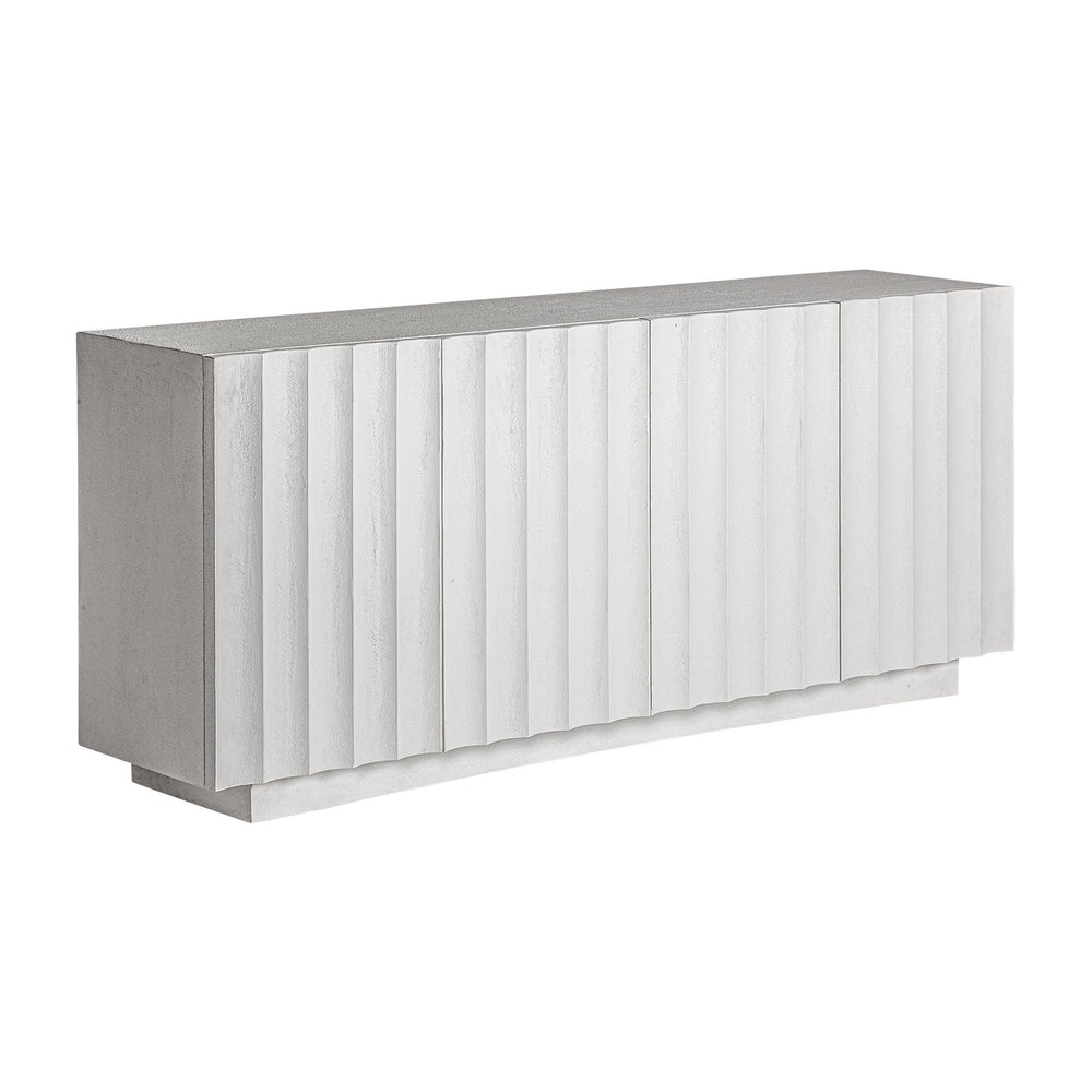 Attic Solid Mango wood Sideboard with 4 Door in White Wash Finish