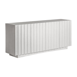Attic Solid Mango wood Sideboard with 4 Door in White Wash Finish
