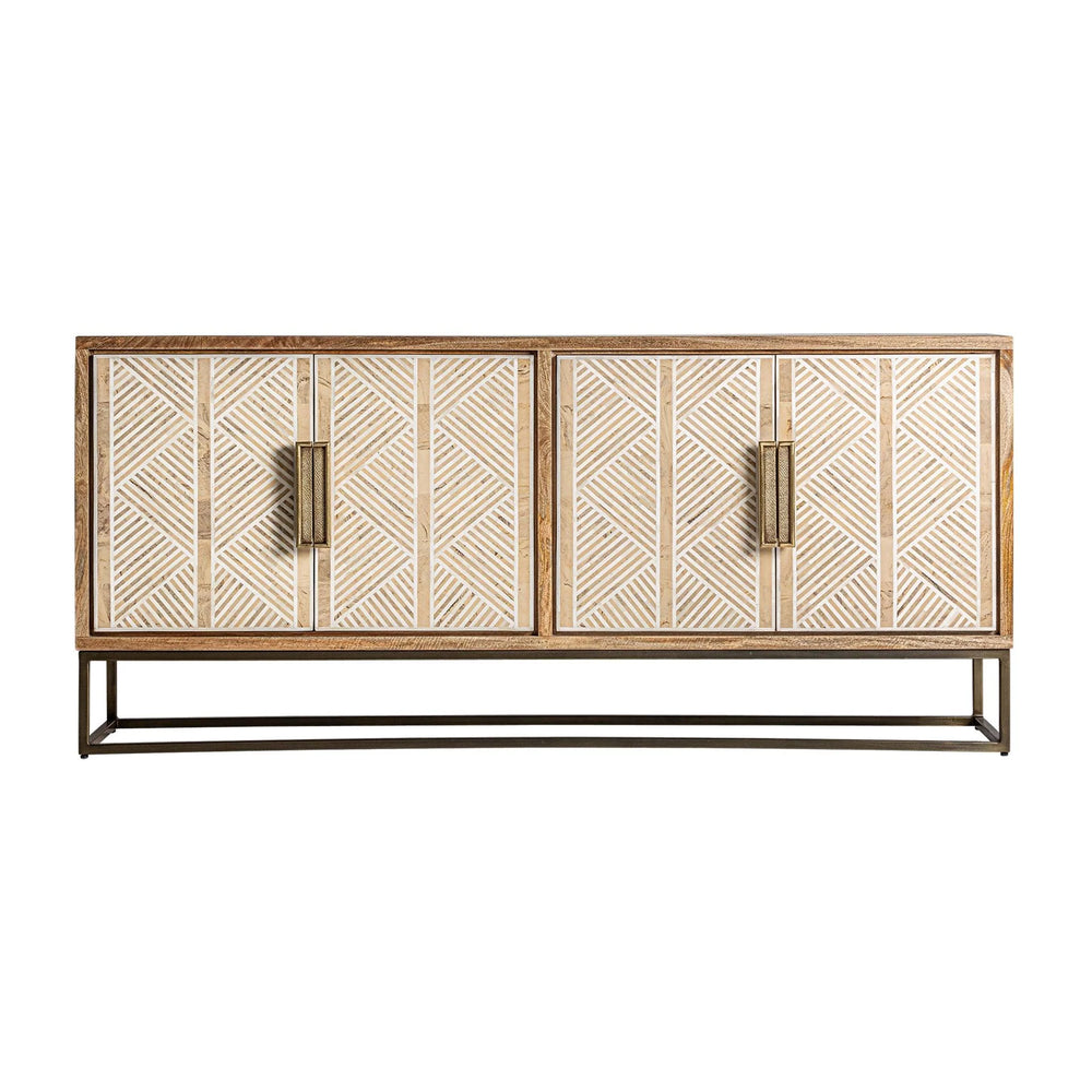 Carson Solid Mango wood Sideboard with 4 Door in Natural Finish