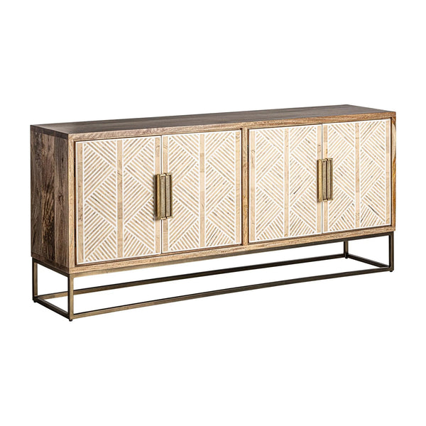Carson Solid Mango wood Sideboard with 4 Door in Natural Finish