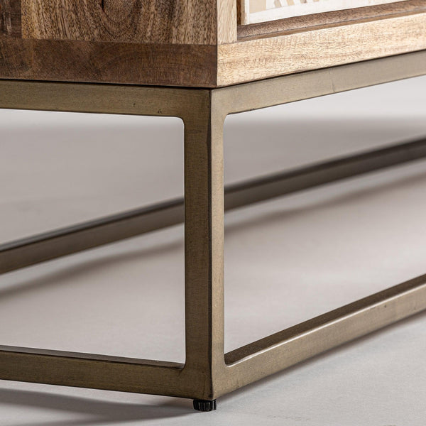 Carson Solid Mango wood Sideboard with 4 Door in Natural Finish
