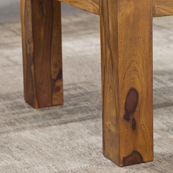 Solid Wood Sheesham Small Center Table With Grooves On The Top