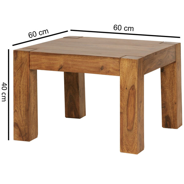 Solid Wood Sheesham Small Center Table With Grooves On The Top