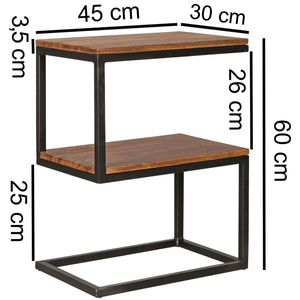 Biren Solid Wood Side Table (Natural & Black Finish)