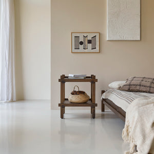 Diner Solid mango wood bedside table in Provincial Teak Finish