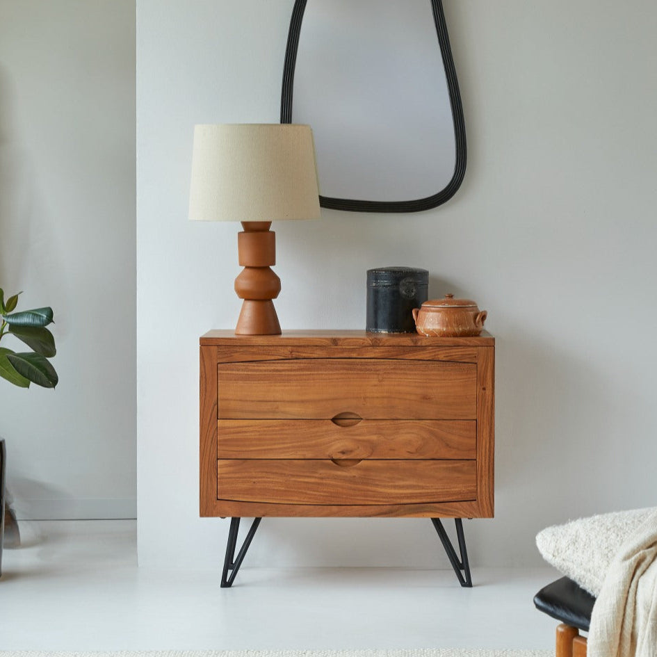 Majesty Solid Acacia Wood Chest of Drawer With 3 Drawer in Honey Oak F
