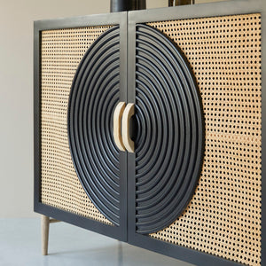 Galatea Solid Mango wood Cabinet with 2 Door in Black Finish