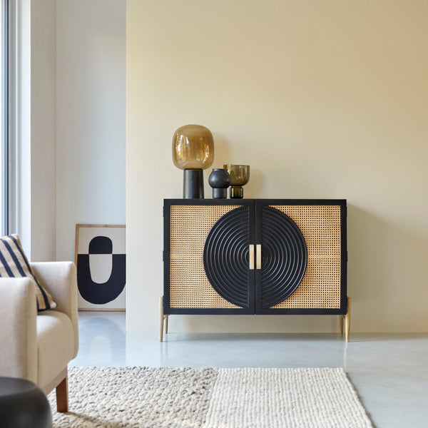Galatea Solid Mango wood Cabinet with 2 Door in Black Finish