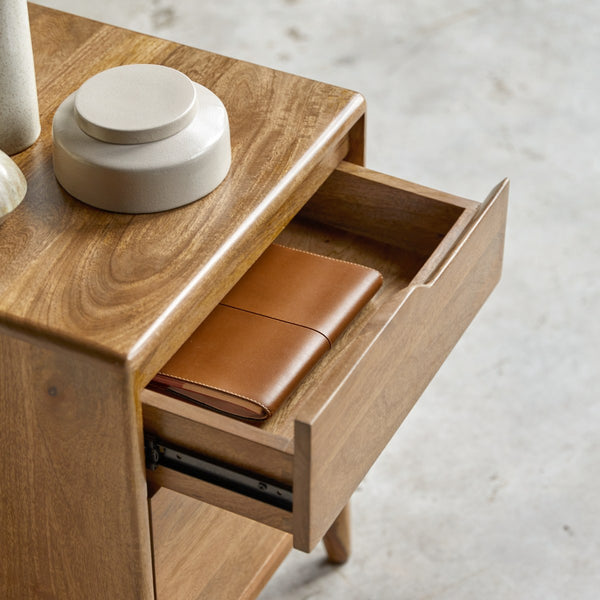 Enkel Solid mango wood bedside table in Natural Finish