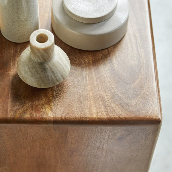 Enkel Solid mango wood bedside table in Natural Finish