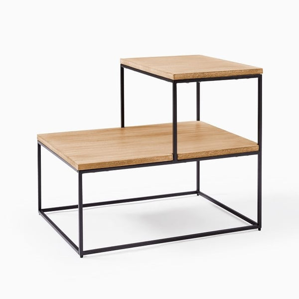 Streamline Tiered Side Table - Whitewashed Mango Wood/Antique Bronze