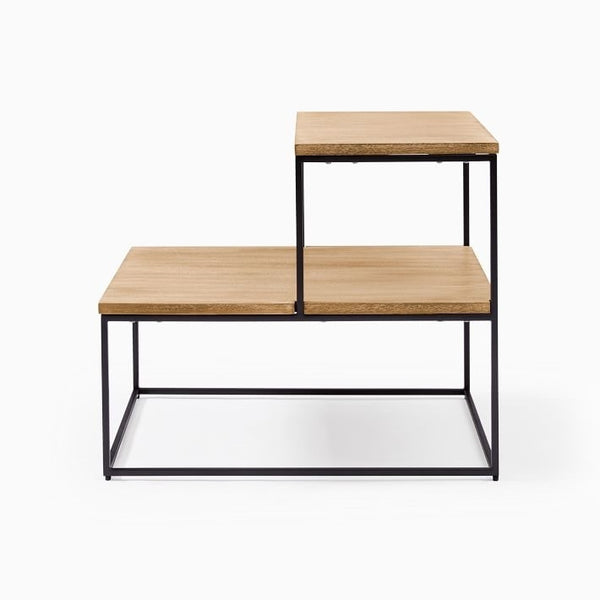 Streamline Tiered Side Table - Whitewashed Mango Wood/Antique Bronze