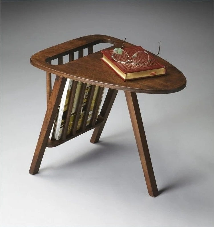 Allora Modern Solid Mango Wood Magazine Table in Aged Dark Brown