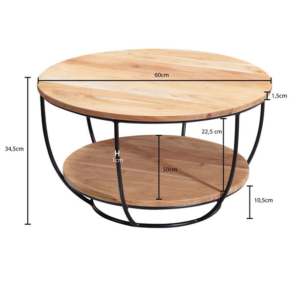 Solid Wood Round Living Room Center Table
