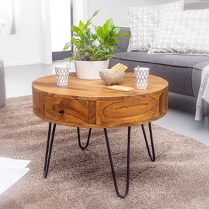 Solid Wood Sheesham Four V Iron Center Table