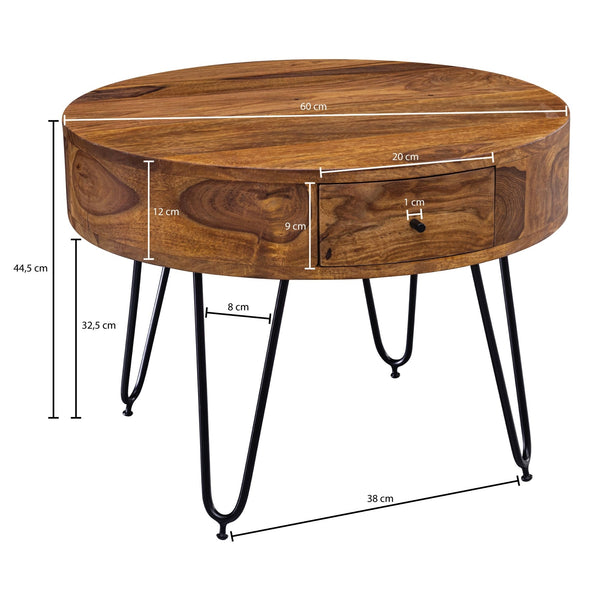 Solid Wood Sheesham Four V Iron Center Table