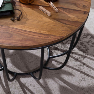 Solid Wood Sheesham Center Table With Iron Frame