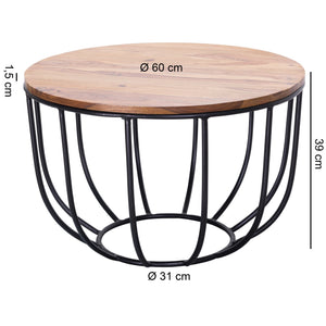 Solid Wood Sheesham Center Table With Iron Frame
