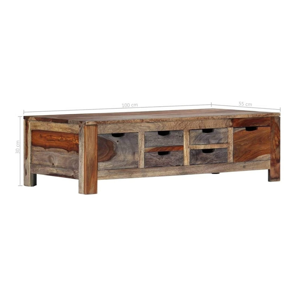 Solid Wood Sheesham Coffee Table With 6 Drawers