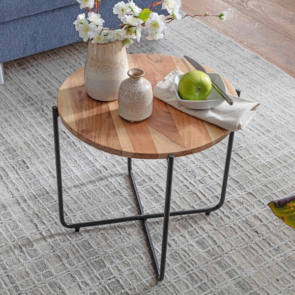 Solid Wood Center  Table With Iron Legs