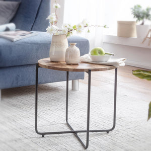 Solid Wood Center  Table With Iron Legs