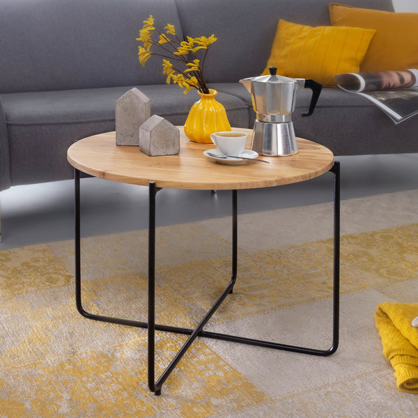 Solid Wood Center  Table With Iron Legs