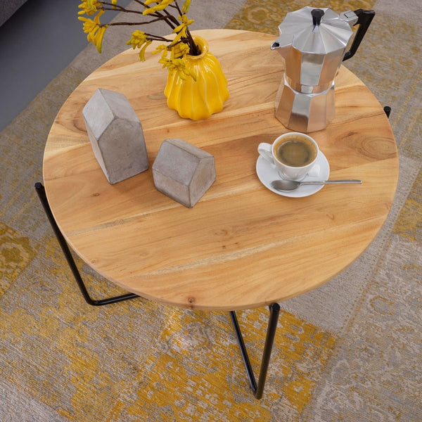 Solid Wood Center  Table With Iron Legs