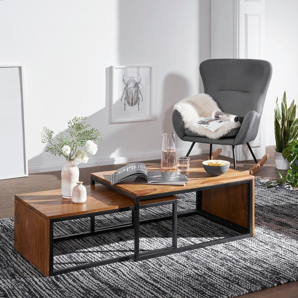 Solid Wood Sheesham Nesting Coffee Table