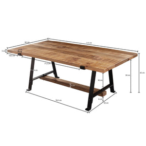Solid Wood Coffee Table With Iron And Heavy Top