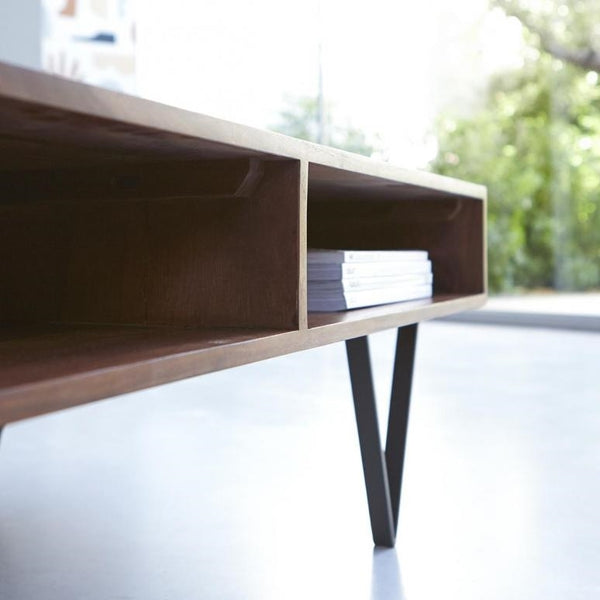 Solid Wood Sheesham Metric Coffee Table With 2 Open Shalves