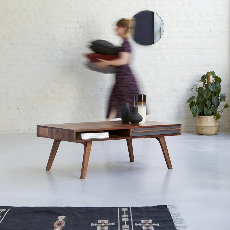 Solid Wood Sheesham Coffee Table With 2 Drawer And 2 open shelves
