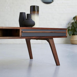 Solid Wood Sheesham Coffee Table With 2 Drawer And 2 open shelves