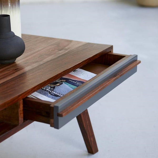Solid Wood Sheesham Coffee Table With 2 Drawer And 2 open shelves