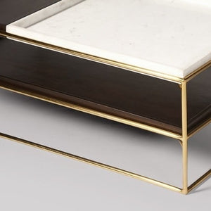 Solid Wood and Iron Coffee Table With Marble And Wood On the Top