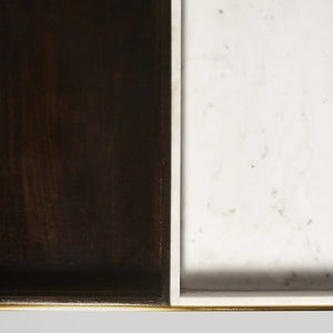 Solid Wood and Iron Coffee Table With Marble And Wood On the Top