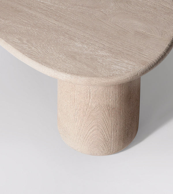 Hima Solid Wood Coffee Table in wood sandblasted grey Finish