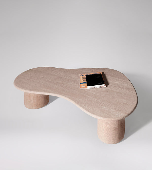 Hima Solid Wood Coffee Table in wood sandblasted grey Finish