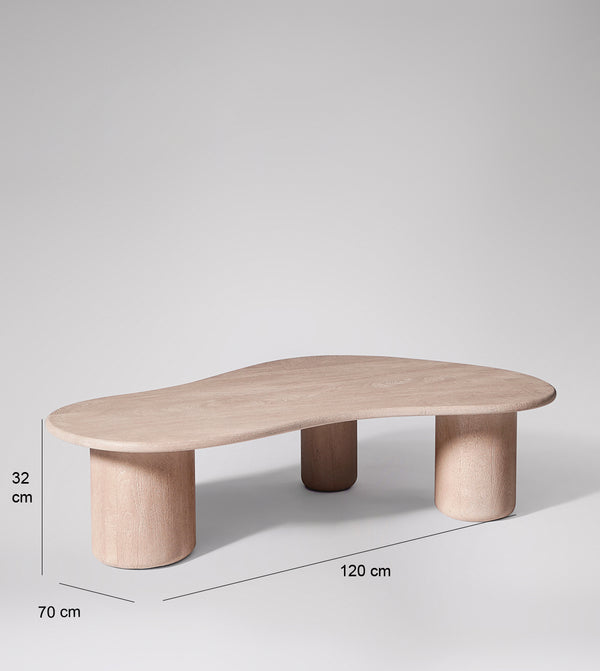 Hima Solid Wood Coffee Table in wood sandblasted grey Finish