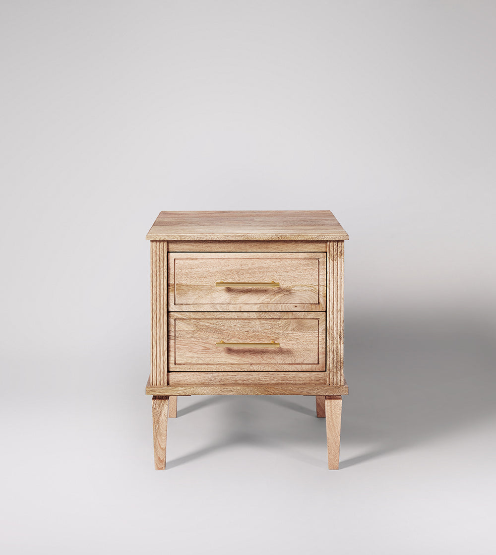 Poly Solid Wood Bed Side Table in natural wood Finish