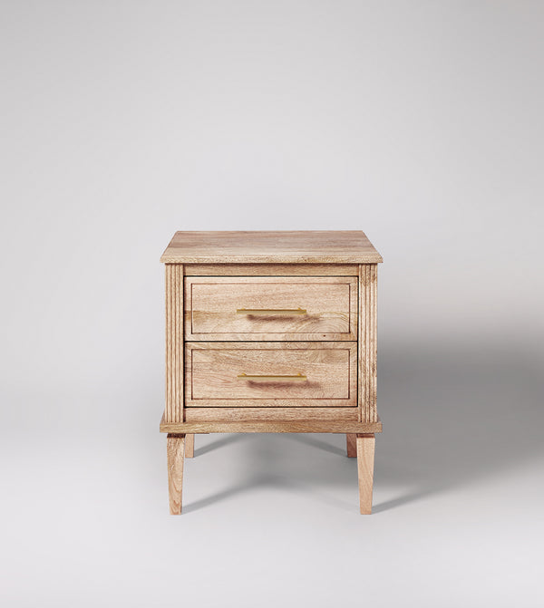 Poly Solid Wood Bed Side Table in natural wood Finish