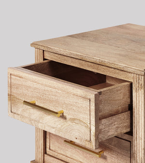 Poly Solid Wood Bed Side Table in natural wood Finish