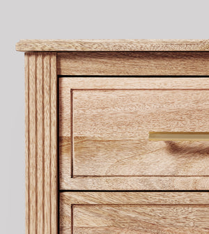 Poly Solid Wood Bed Side Table in natural wood Finish