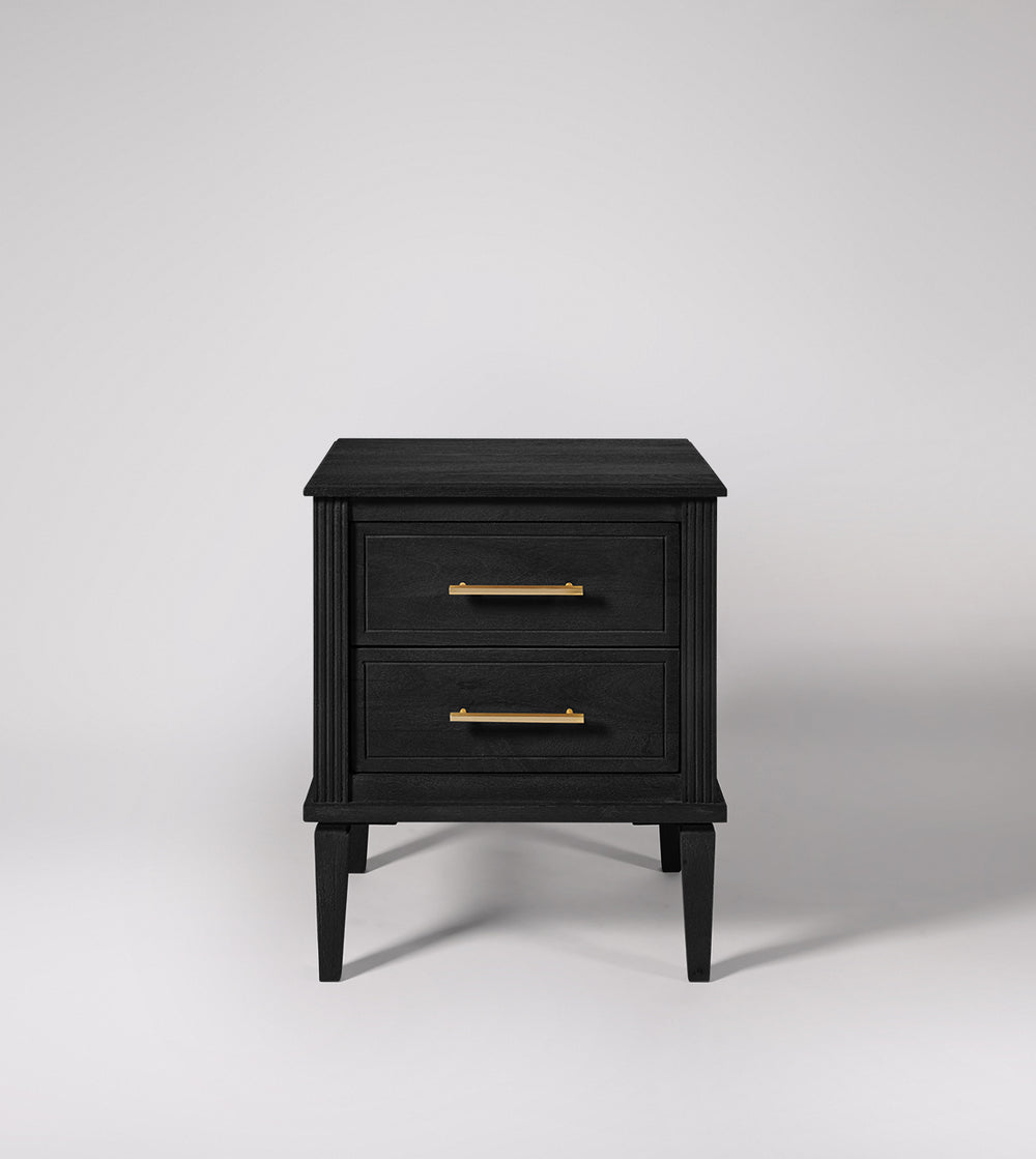 Poly Solid Wood Bed Side Table in wood stained black Finish