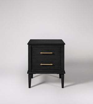 Poly Solid Wood Bed Side Table in wood stained black Finish