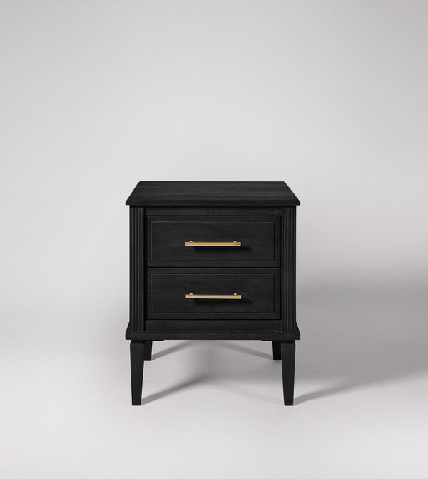 Poly Solid Wood Bed Side Table in wood stained black Finish