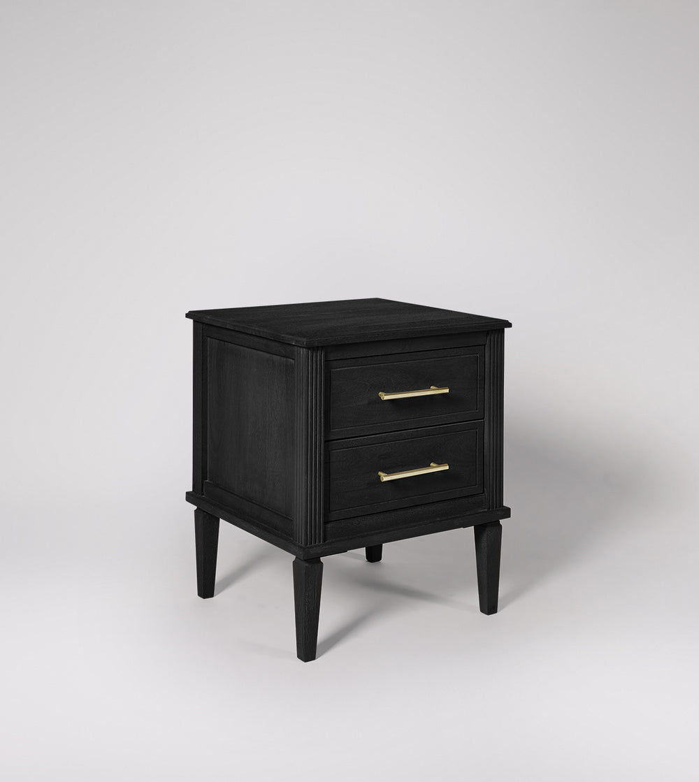 Poly Solid Wood Bed Side Table in wood stained black Finish