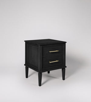 Poly Solid Wood Bed Side Table in wood stained black Finish