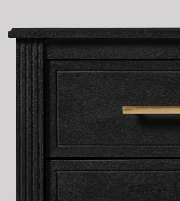 Poly Solid Wood Bed Side Table in wood stained black Finish