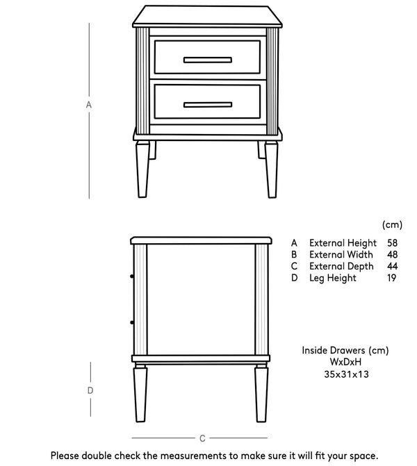 Poly Solid Wood Bed Side Table in wood stained black Finish