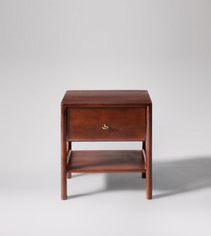 Lieaf Solid Wood Bed Side Table in Dark brown Finish